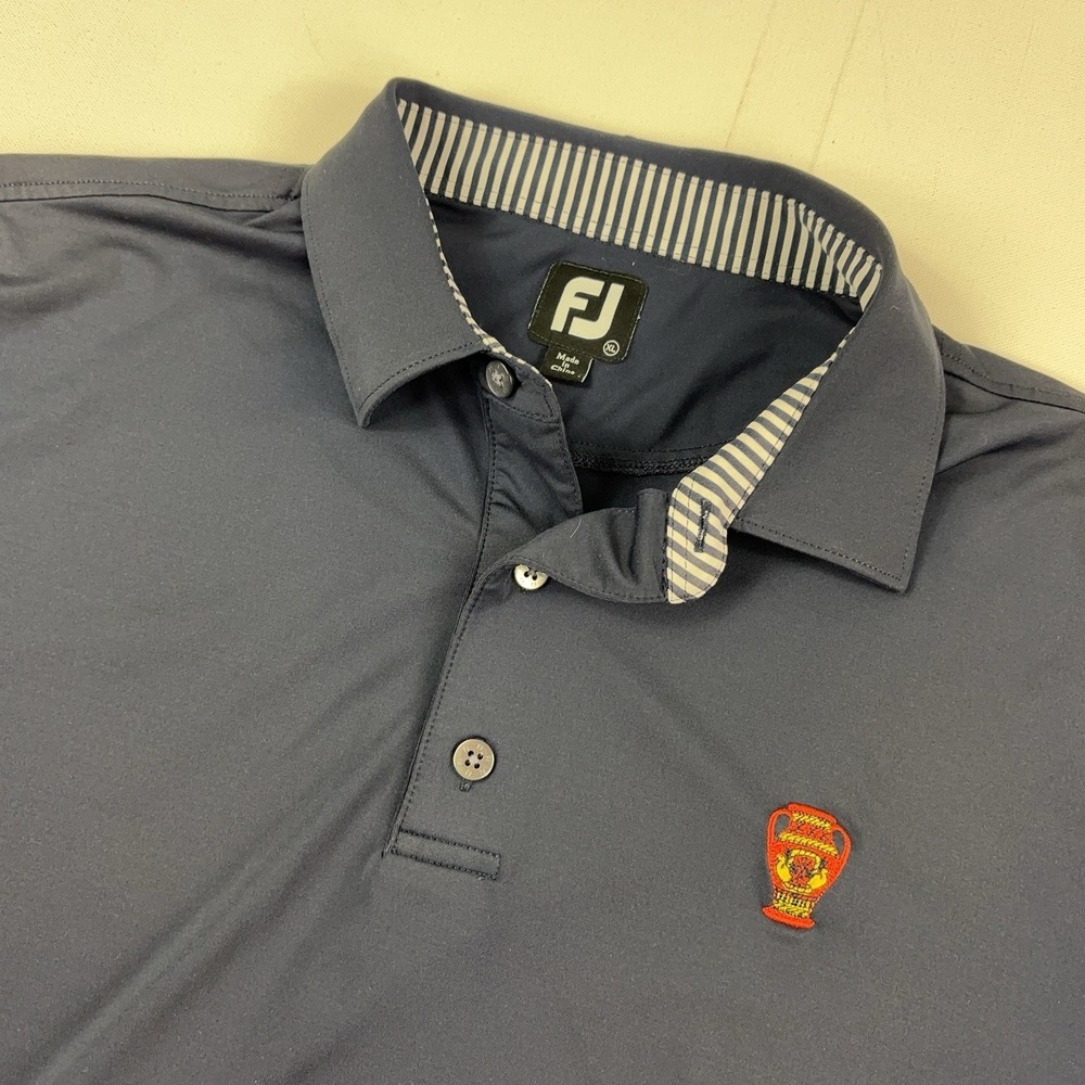 FootJoy Golf Polo Shirt Mens XL Blue Trophy Toro Logo Performance Short Sleeve